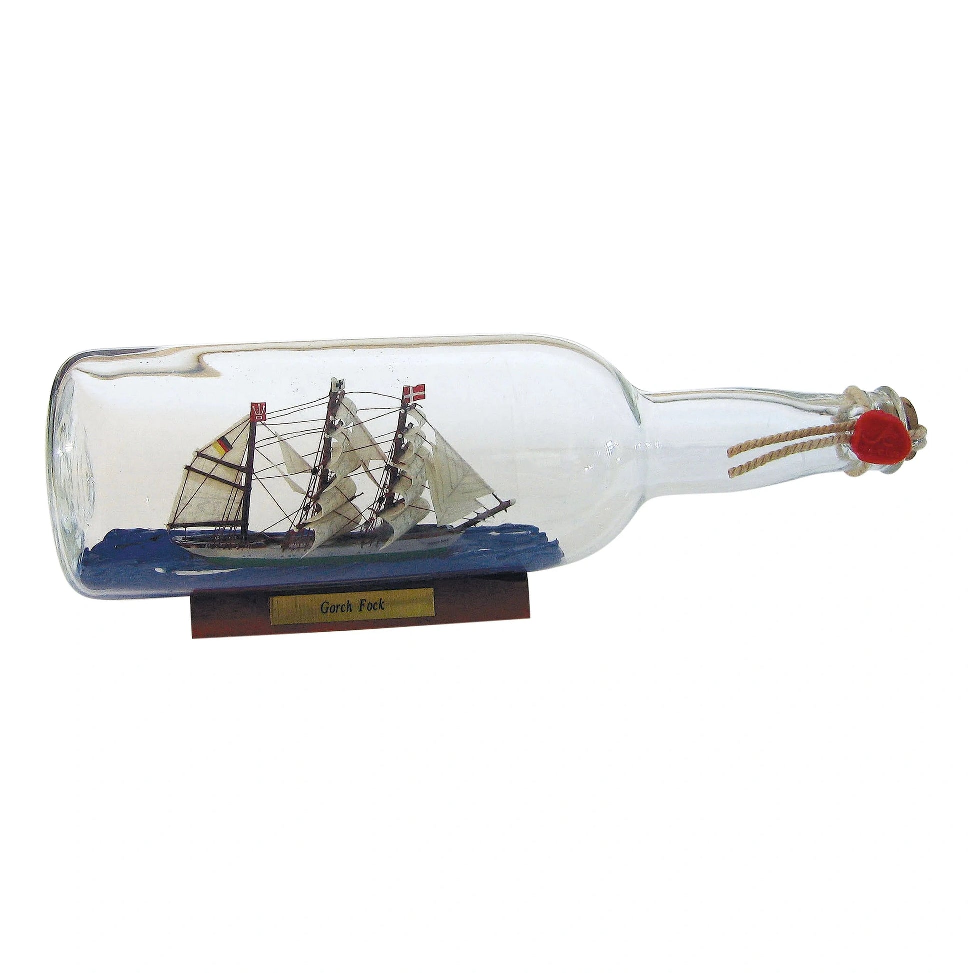 Üvegbe zárt hajó - gorch fock, 0,7l., H: 29cm, m: 9,5cm, ø: 8cm
