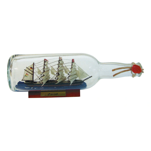 Üvegbe zárt hajó - passat, 0,7l., H: 29cm, sz: 9,5cm, ø: 8cm