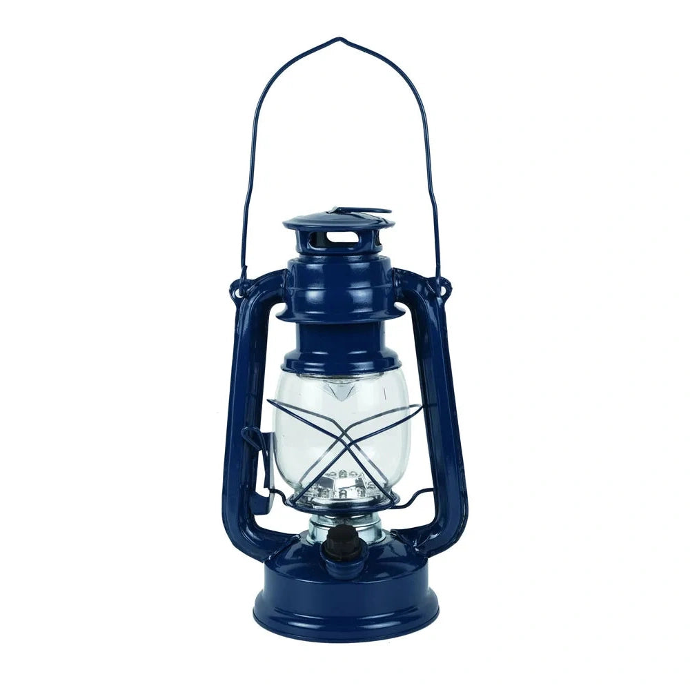 Vihar lámpás, led, akkumulátoros, kék színű vas, m: 24,5cm, ø: 11,5cm