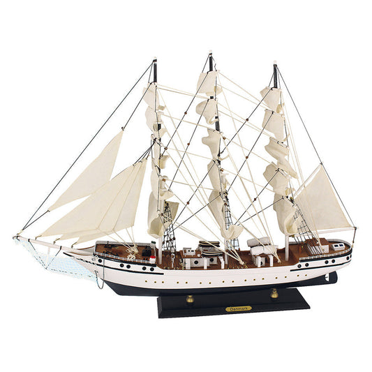 Vitorlás hajó - Danmark, fa, vászonvitorlákkal, H: 79cm, M: 58cm