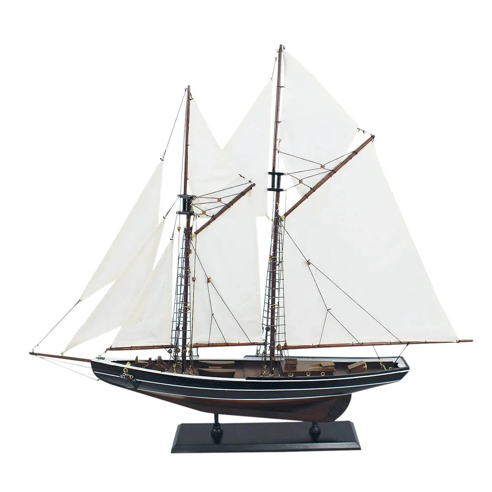 Vitorlás jacht - Bluenose, fa vászonvitorlákkal, h: 74cm, m: 66cm