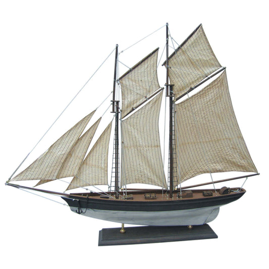 Vitorlás jacht, fa, vászonvitorlákkal, h: 85cm, m: 72cm - modell teljes egészében régi kivitelben