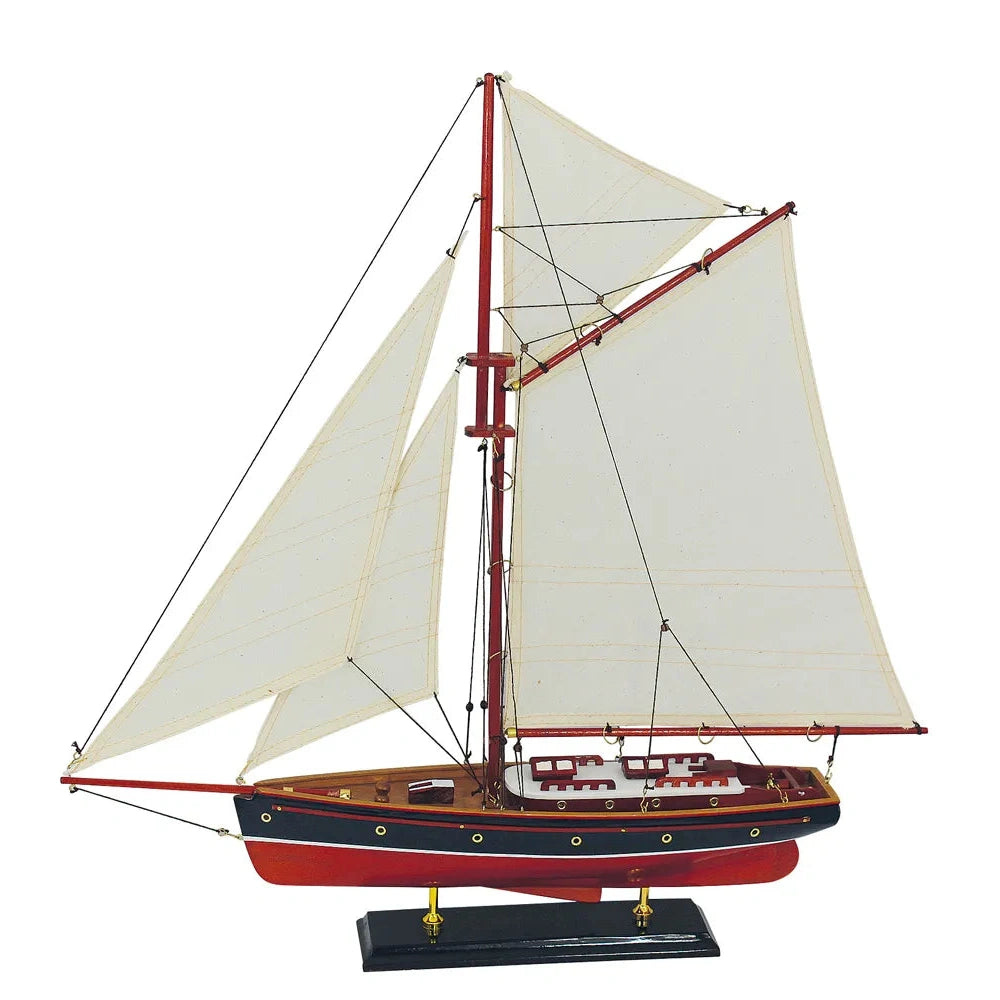 Vitorlás jacht, fából készült, vitorlával, H: 59cm, Sz: 58cm