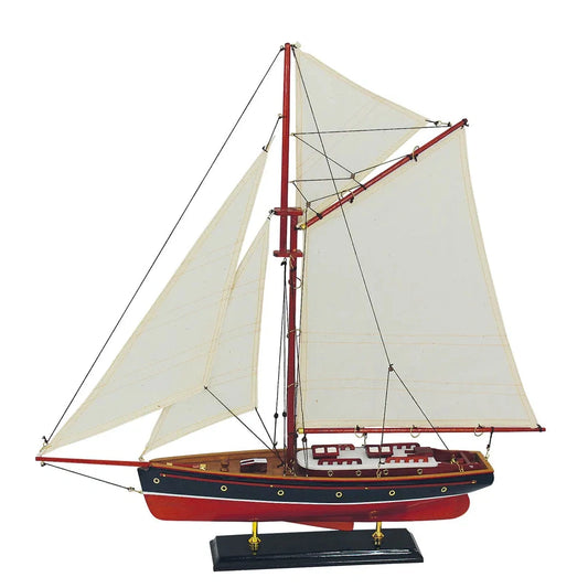 Vitorlás jacht, fából készült, vitorlával, H: 59cm, Sz: 58cm