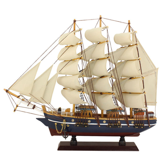 Vitorláshajó, fa, vászon vitorlákkal, h: 47cm, m: 41cm