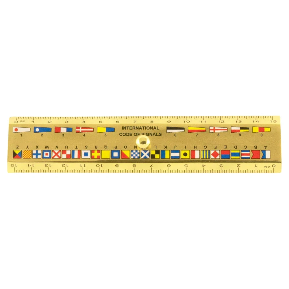 Vonalzó - ábécé jelkód, réz, 16x3,3x0,3cm