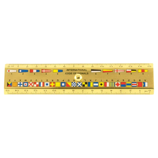 Vonalzó - ábécé jelkód, réz, 16x3,3x0,3cm