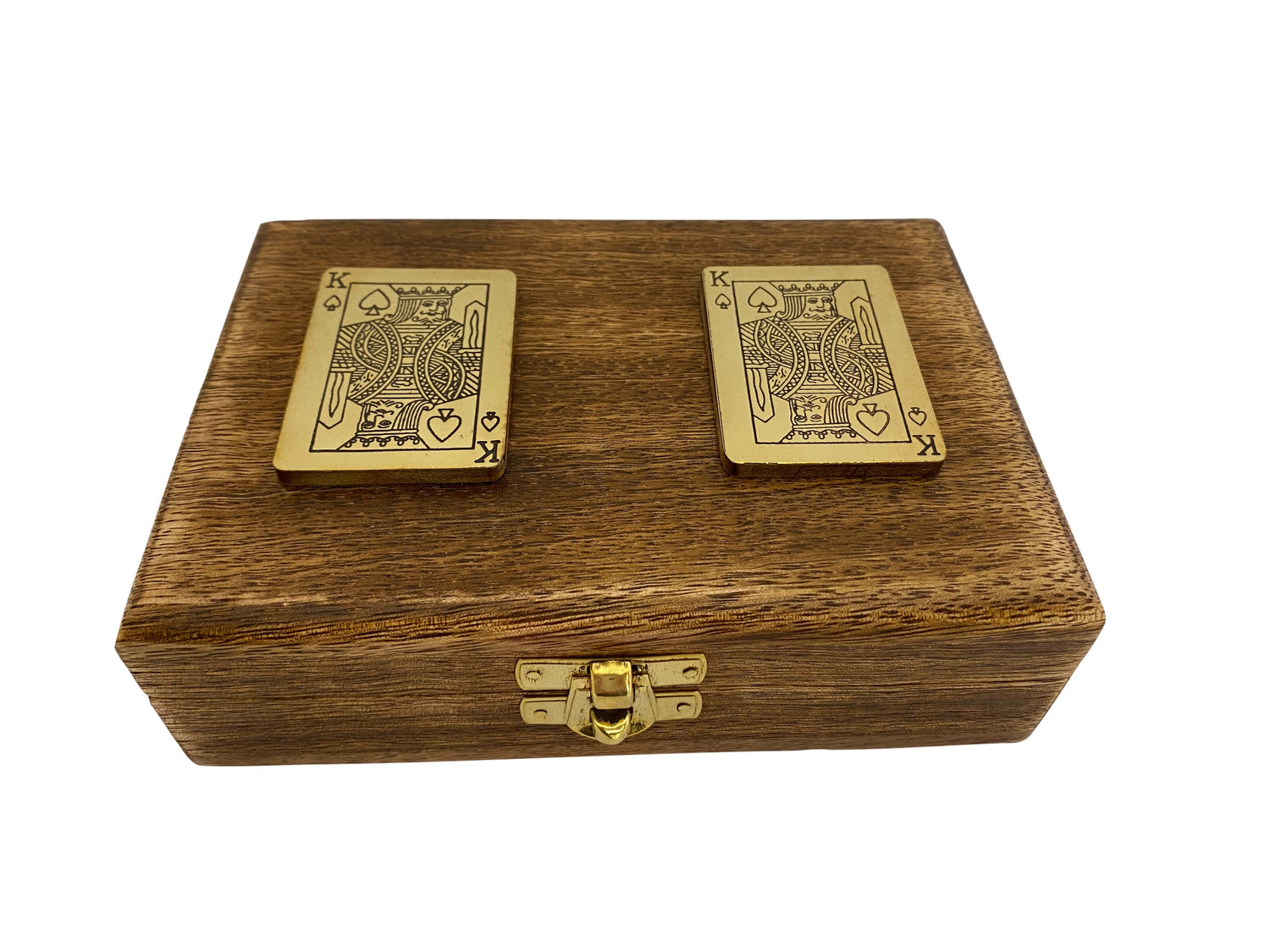 Francia kártya réz betétes mangó fa dobozban dupla