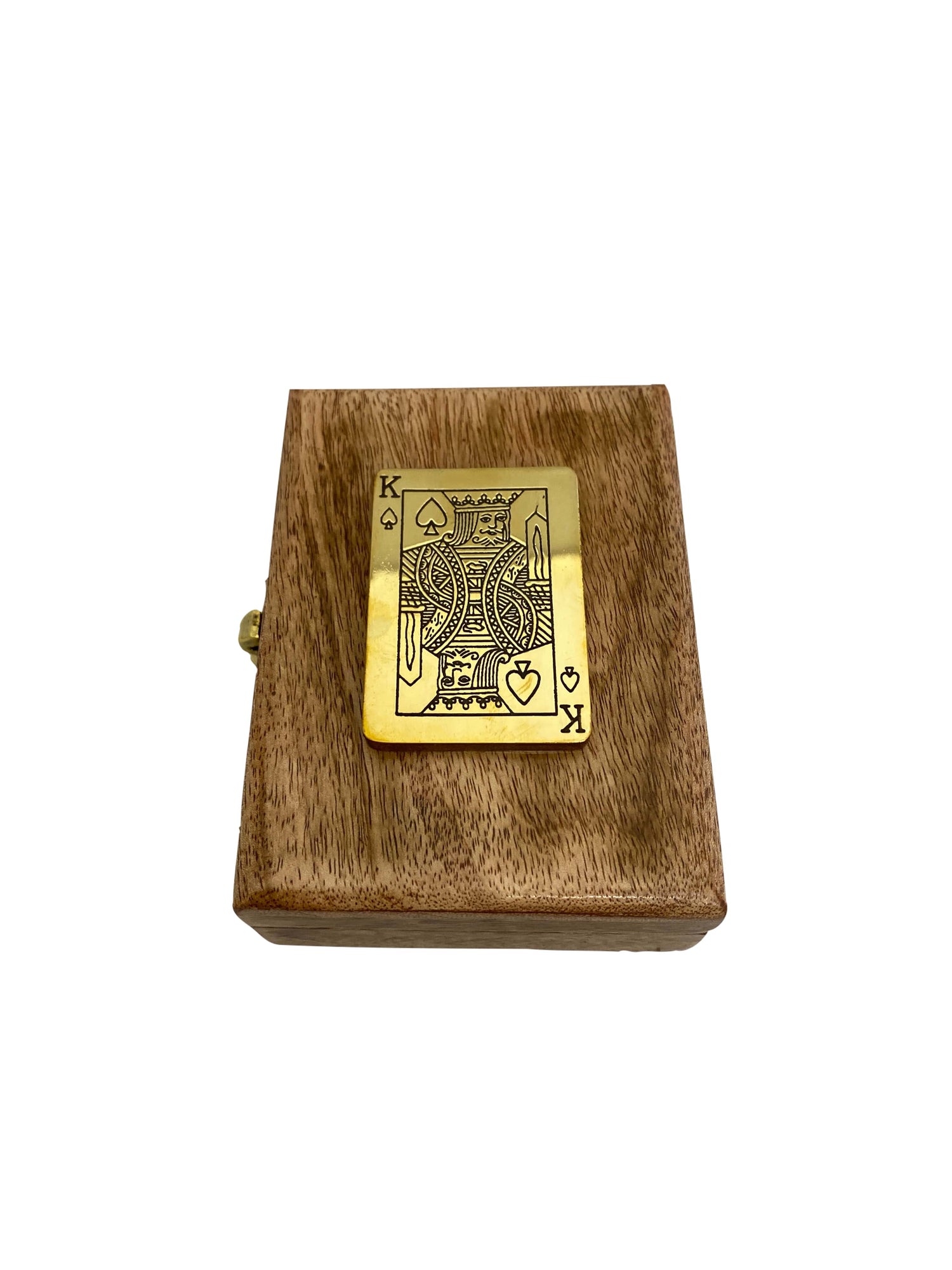 Francia kártya réz betétes mangó fa dobozban