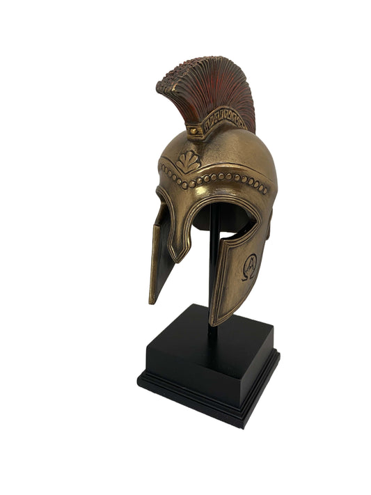 Görög hoplita sisak bronz bevonatú szobor