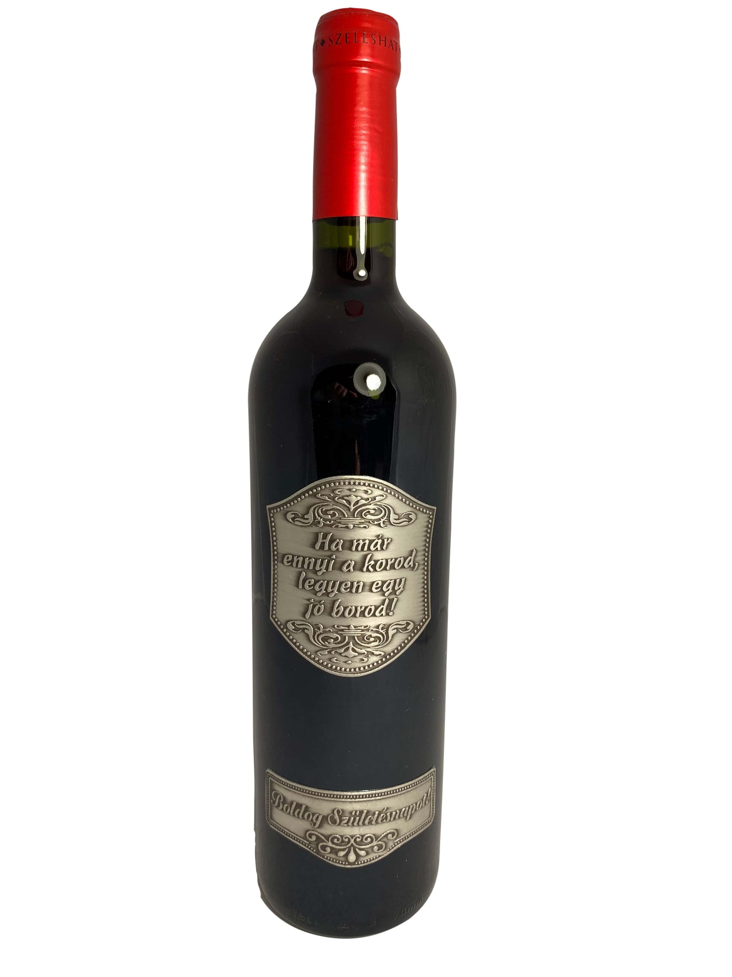 Humoros születésnapi díszüveges bor ón