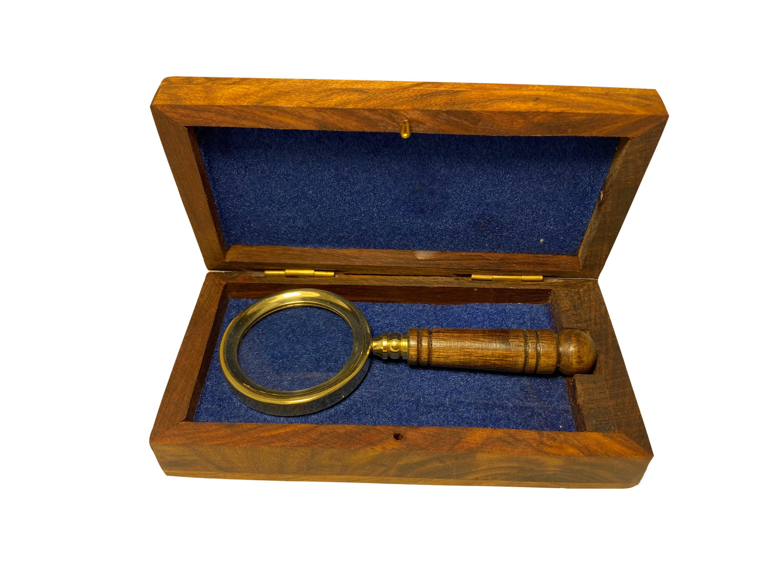 Réz nagyító fa dobozban